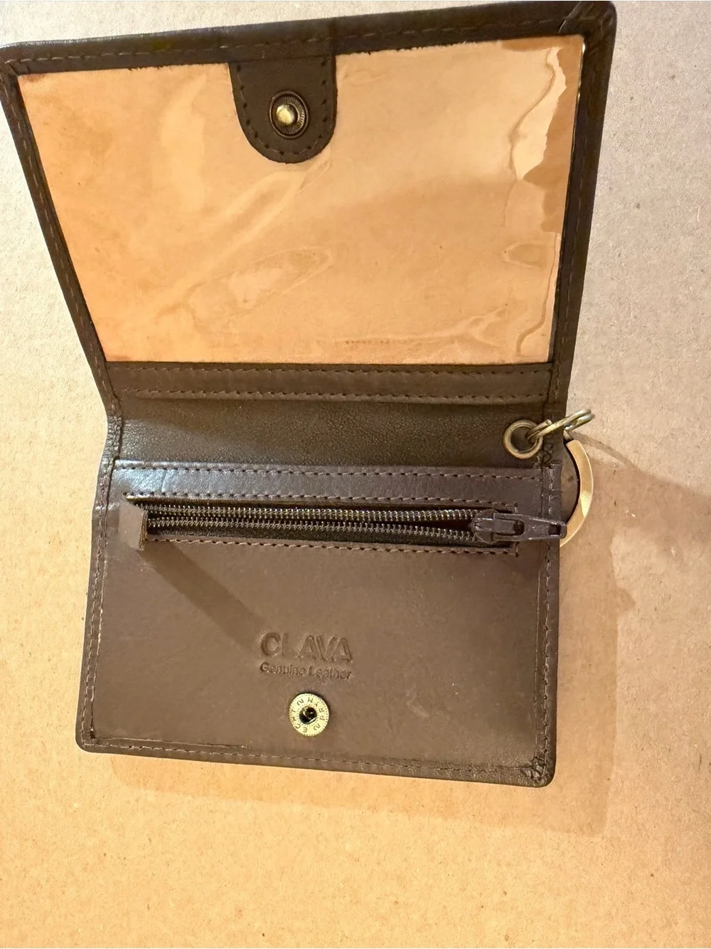 Leather Key Card Wallet - Brown CLAVA